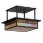 Meyda Lighting Hyde Park 18"Sq 2-Light Craftsman Brown "T" Mission Flush Mount Light With Beige Iridescent And Amber Mica Shade Glass