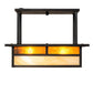 Meyda Lighting Hyde Park 18"Sq 2-Light Craftsman Brown "T" Mission Flush Mount Light With Beige Iridescent And Amber Mica Shade Glass