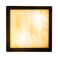 Meyda Lighting Hyde Park 18"Sq 2-Light Craftsman Brown "T" Mission Flush Mount Light With Beige Iridescent And Amber Mica Shade Glass