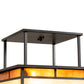 Meyda Lighting Hyde Park 18"Sq 2-Light Craftsman Brown "T" Mission Flush Mount Light With Beige Iridescent And Amber Mica Shade Glass