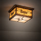 Meyda Lighting Hyde Park 18"Sq 5-Light Vintage Copper Mallard Flush Mount Light With Beige & Frosted Seeded Shade Glass