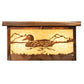 Meyda Lighting Hyde Park 18"Sq 5-Light Vintage Copper Mallard Flush Mount Light With Beige & Frosted Seeded Shade Glass