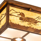 Meyda Lighting Hyde Park 18"Sq 5-Light Vintage Copper Mallard Flush Mount Light With Beige & Frosted Seeded Shade Glass