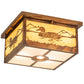 Meyda Lighting Hyde Park 18"Sq 5-Light Vintage Copper Mallard Flush Mount Light With Beige & Frosted Seeded Shade Glass