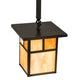 Meyda Lighting Hyde Park 194827 9"Sq Craftsman Brown "T" Mission Pendant Light With Beige Iridescent Glass & Amber Mica Shade