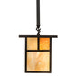 Meyda Lighting Hyde Park 194827 9"Sq Craftsman Brown "T" Mission Pendant Light With Beige Iridescent Glass & Amber Mica Shade