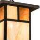 Meyda Lighting Hyde Park 194827 9"Sq Craftsman Brown "T" Mission Pendant Light With Beige Iridescent Glass & Amber Mica Shade