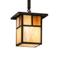 Meyda Lighting Hyde Park 194827 9"Sq Craftsman Brown "T" Mission Pendant Light With Beige Iridescent Glass & Amber Mica Shade