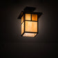 Meyda Lighting Hyde Park 194849 13" Craftsman Brown "T" Mission Pendant Light With Beige Iridescent Glass & Amber Mica Shade
