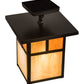 Meyda Lighting Hyde Park 194849 13" Craftsman Brown "T" Mission Pendant Light With Beige Iridescent Glass & Amber Mica Shade