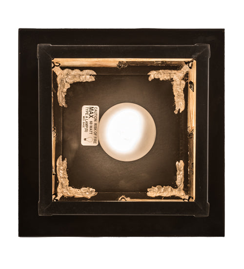 Meyda Lighting Hyde Park 194849 13" Craftsman Brown "T" Mission Pendant Light With Beige Iridescent Glass & Amber Mica Shade