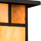 Meyda Lighting Hyde Park 194849 13" Craftsman Brown "T" Mission Pendant Light With Beige Iridescent Glass & Amber Mica Shade
