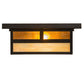 Meyda Lighting Hyde Park 194880 21" 2-Light Craftsman Brown "T" Mission Flush Mount Light With Beige Iridescent And Amber Mica Shade Glass