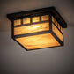 Meyda Lighting Hyde Park 20" 2-Light Craftsman Brown Triple Bar Mission Flush Mount Light With Honey Amber Art Shade Glass