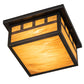 Meyda Lighting Hyde Park 20" 2-Light Craftsman Brown Triple Bar Mission Flush Mount Light With Honey Amber Art Shade Glass