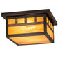 Meyda Lighting Hyde Park 20" 2-Light Craftsman Brown Triple Bar Mission Flush Mount Light With Honey Amber Art Shade Glass