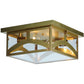 Meyda Lighting Hyde Park 20" 2-Light Satin Brass Hill Top Flush Mount Light With Clear Shade Glass