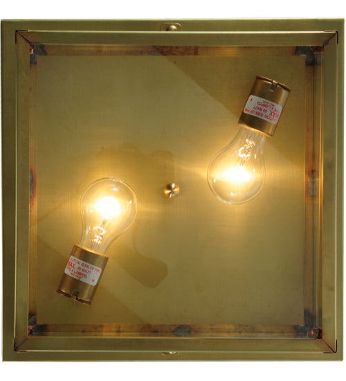 Meyda Lighting Hyde Park 20" 2-Light Satin Brass Hill Top Flush Mount Light With Clear Shade Glass