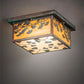 Meyda Lighting Hyde Park 20" 2-Light Verdigris Ginkgo Flush Mount Light With Beige Art & Clear Seeded Shade Glass