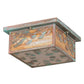 Meyda Lighting Hyde Park 20" 2-Light Verdigris Ginkgo Flush Mount Light With Beige Art & Clear Seeded Shade Glass