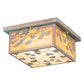 Meyda Lighting Hyde Park 20" 2-Light Verdigris Ginkgo Flush Mount Light With Beige Art & Clear Seeded Shade Glass