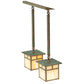 Meyda Lighting Hyde Park 20" 2-Light Verdigris "T" Mission Island Pendant Light With Beige Iridescent Shade Glass