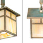 Meyda Lighting Hyde Park 20" 2-Light Verdigris "T" Mission Island Pendant Light With Beige Iridescent Shade Glass