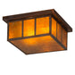 Meyda Lighting Hyde Park 20" 2-Light Vintage Copper Double Bar Mission Flush Mount Light With Amber Mica Shade Glass