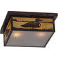 Meyda Lighting Hyde Park 20" 2-Light Vintage Copper Loon Flush Mount Light With Frosted Seeded & Beige Art Shade Glass