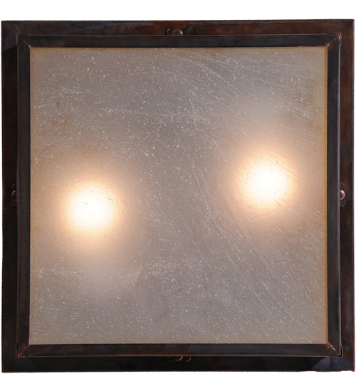 Meyda Lighting Hyde Park 20" 2-Light Vintage Copper Loon Flush Mount Light With Frosted Seeded & Beige Art Shade Glass