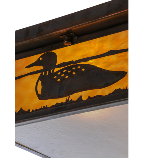 Meyda Lighting Hyde Park 20" 2-Light Vintage Copper Loon Flush Mount Light With Frosted Seeded & Beige Art Shade Glass