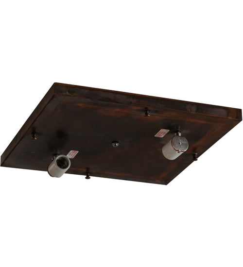 Meyda Lighting Hyde Park 20" 2-Light Vintage Copper Loon Flush Mount Light With Frosted Seeded & Beige Art Shade Glass