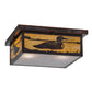 Meyda Lighting Hyde Park 20" 2-Light Vintage Copper Loon Flush Mount Light With Frosted Seeded & Beige Art Shade Glass