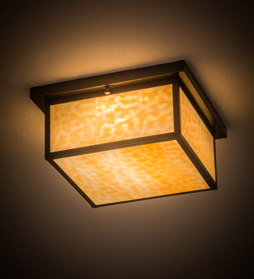 Meyda Lighting Hyde Park 20" Brown Flushmount With Beige Shade Glass