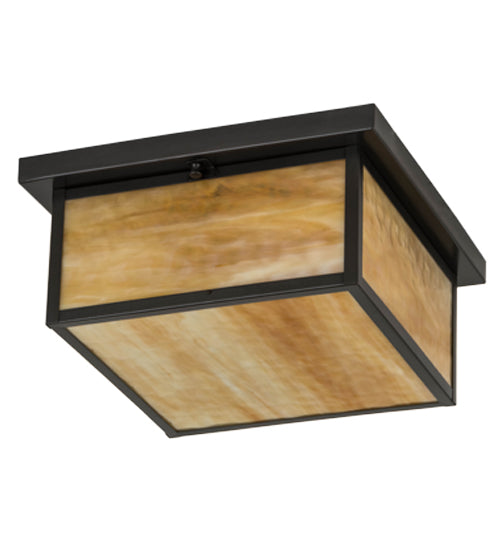 Meyda Lighting Hyde Park 20" Brown Flushmount With Beige Shade Glass