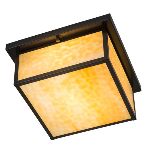 Meyda Lighting Hyde Park 20" Brown Flushmount With Beige Shade Glass