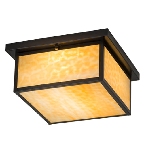 Meyda Lighting Hyde Park 20" Brown Flushmount With Beige Shade Glass