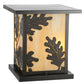 Meyda Lighting Hyde Park 20" Craftsman Brown Oak Leaf Outdoor Pier Mount Light With Beige Art Shade Glass