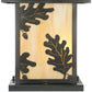 Meyda Lighting Hyde Park 20" Craftsman Brown Oak Leaf Outdoor Pier Mount Light With Beige Art Shade Glass