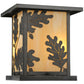 Meyda Lighting Hyde Park 20" Craftsman Brown Oak Leaf Outdoor Pier Mount Light With Beige Art Shade Glass