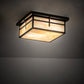 Meyda Lighting Hyde Park 21" 2-Light Craftsman Brown Cross Mission Flush Mount Light With Beige Iridescent Shade Glass
