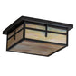 Meyda Lighting Hyde Park 21" 2-Light Craftsman Brown Cross Mission Flush Mount Light With Beige Iridescent Shade Glass