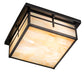 Meyda Lighting Hyde Park 21" 2-Light Craftsman Brown Cross Mission Flush Mount Light With Beige Iridescent Shade Glass
