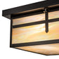 Meyda Lighting Hyde Park 21" 2-Light Craftsman Brown Cross Mission Flush Mount Light With Beige Iridescent Shade Glass