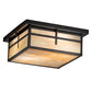 Meyda Lighting Hyde Park 21" 2-Light Craftsman Brown Cross Mission Flush Mount Light With Beige Iridescent Shade Glass
