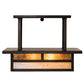 Meyda Lighting Hyde Park 21" 2-Light Craftsman Brown "T" Mission Flush Mount Light With Beige Iridescent And Amber Mica Shade Glass