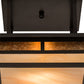 Meyda Lighting Hyde Park 21" 2-Light Craftsman Brown "T" Mission Flush Mount Light With Beige Iridescent And Amber Mica Shade Glass