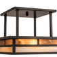 Meyda Lighting Hyde Park 21" 2-Light Craftsman Brown "T" Mission Flush Mount Light With Beige Iridescent And Amber Mica Shade Glass