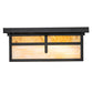 Meyda Lighting Hyde Park 21" 2-Light Craftsman Brown "T" Mission Flush Mount Light With Travertine Idalight & Beige Iridiscent Shade