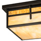Meyda Lighting Hyde Park 21" 2-Light Craftsman Brown "T" Mission Flush Mount Light With Travertine Idalight & Beige Iridiscent Shade